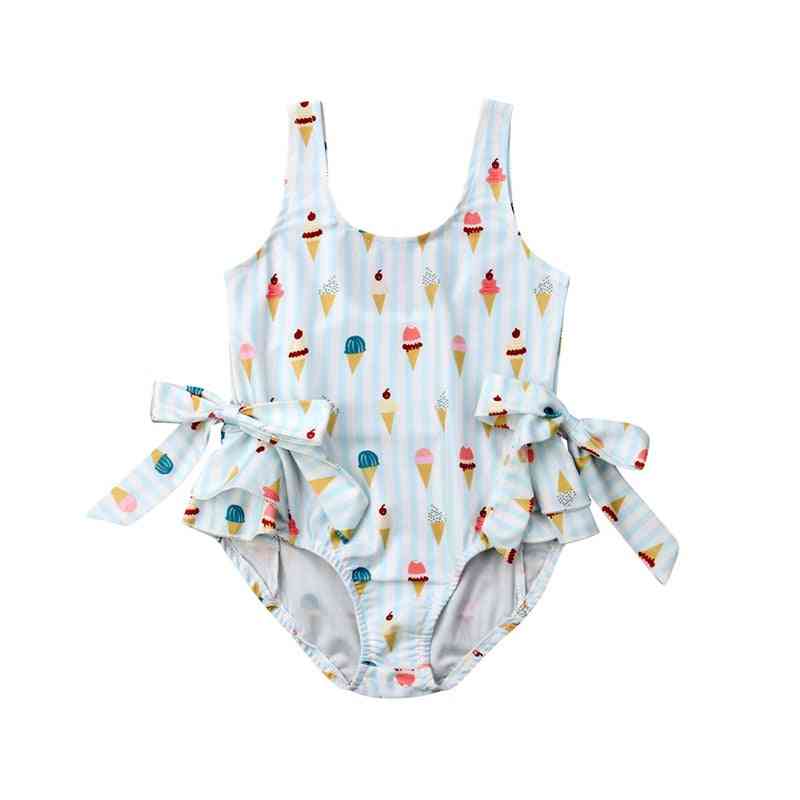 Kleinkind Eisdruck einteilig Anzug Baby Mädchen - Sommer Beachwear Mädchen Badebekleidung Bogen Badeanzug, Badebekleidung