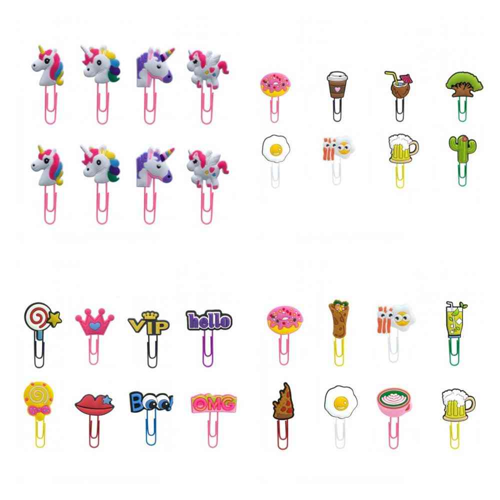 Cute Animals/flower/food/plants/unicorn Shape Bookmark Paper Clips