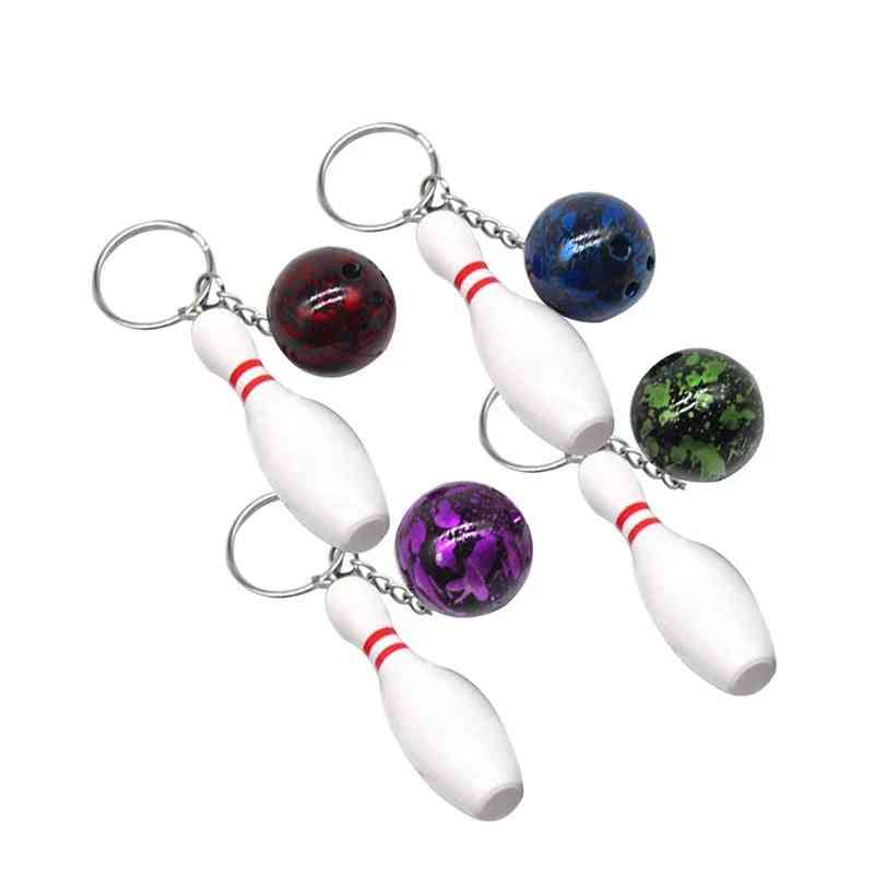 8pcs Mini Bowling Keychains - Portable Decoration Key Holder