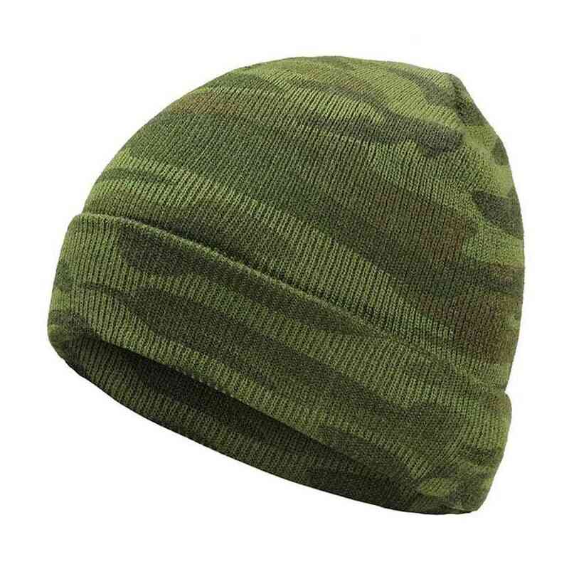 Muški zimski šešir-camo pleteni kapuljač s toplim manšetama