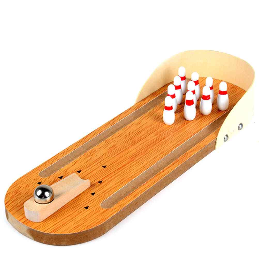 Mini jocuri de bowling, set de bile miniaturale din lemn pentru distracția petrecerii adulților pentru copii