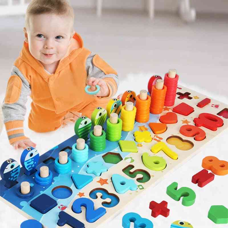 Baby Montessori Mathe Spielzeug, pädagogisch, 5 in 1 Fischerei Anzahl Zahlen übereinstimmen