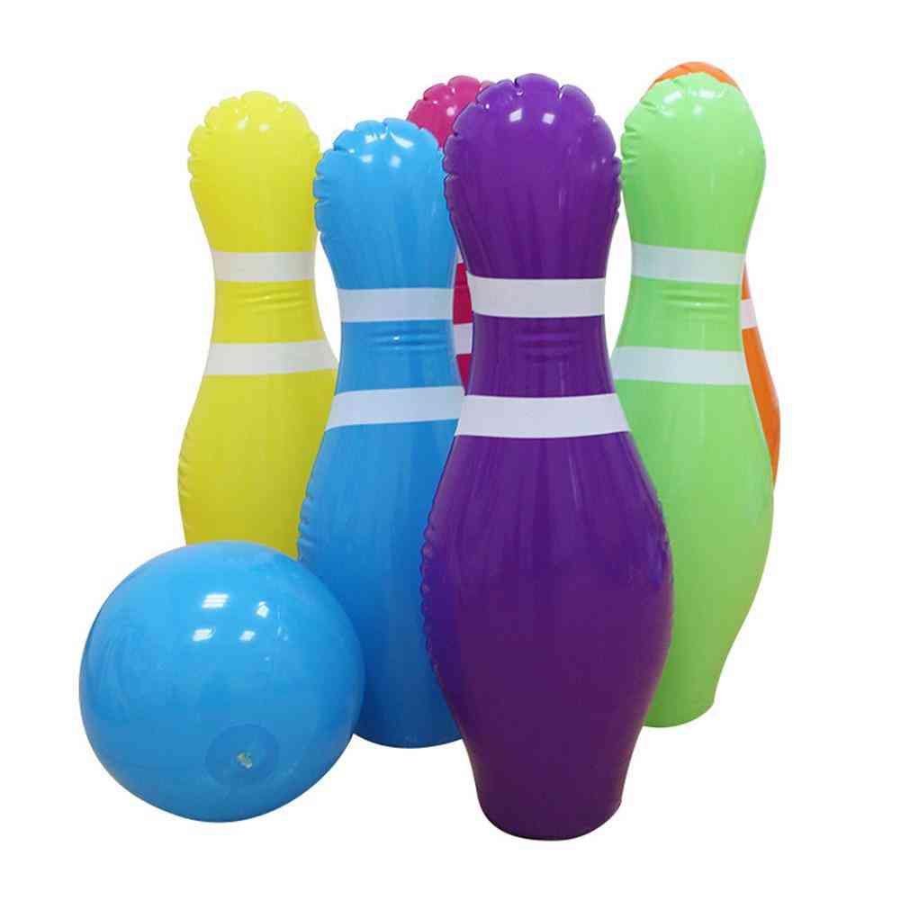 PVC opblaasbare bowlingbal set met 6 opblaasbare pinnen en 1 bal voor binnen- en buitenspellen -