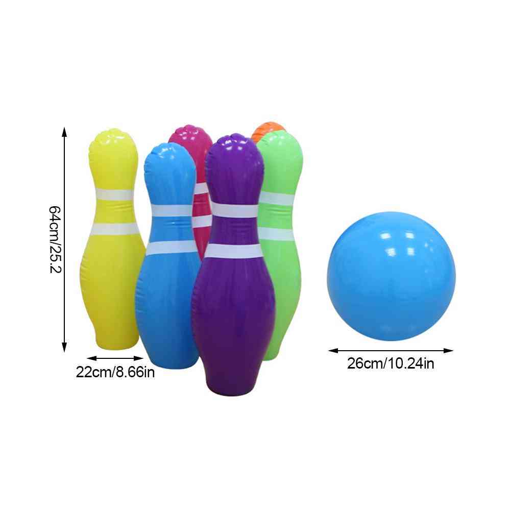 PVC opblaasbare bowlingbal set met 6 opblaasbare pinnen en 1 bal voor binnen- en buitenspellen -