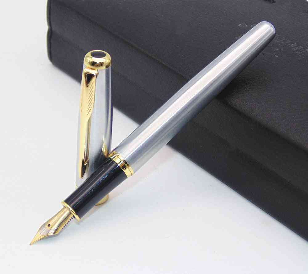 Classic Stainless Steel Business Medium Nib Fountain Pen