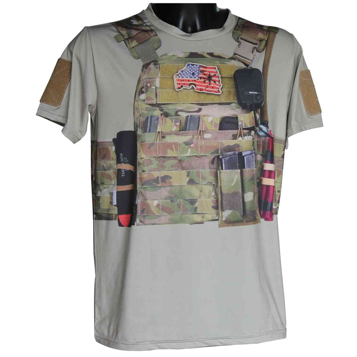 Cool 3d materiale herre hær taktisk militær træning t-shirt