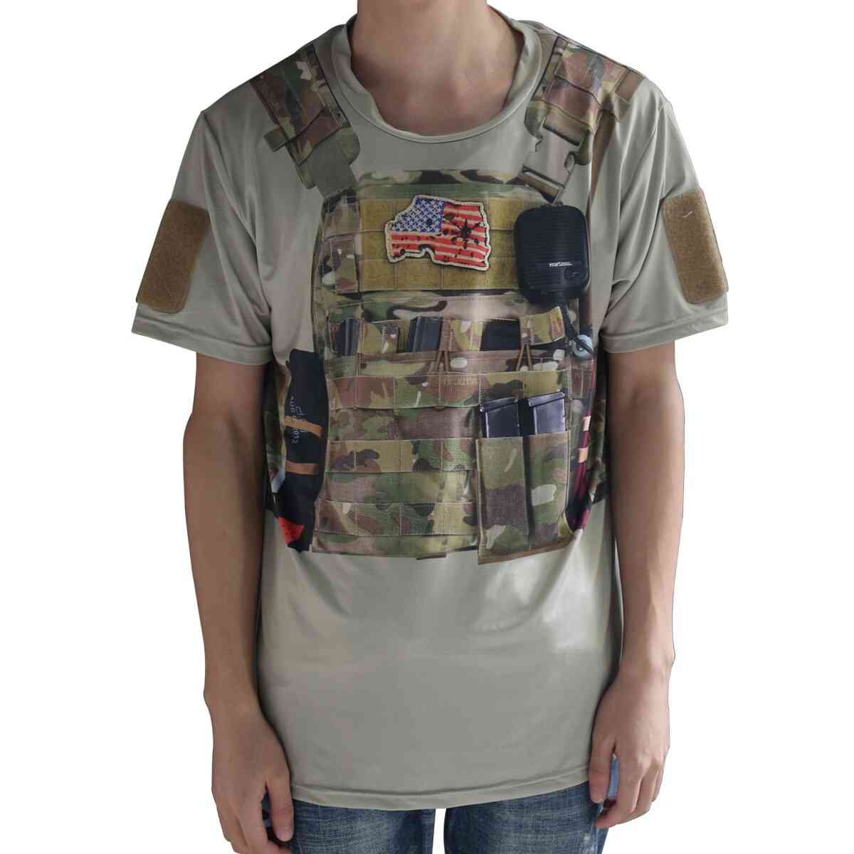 Cool 3d materiál pánske armádne taktické tréningové tričko