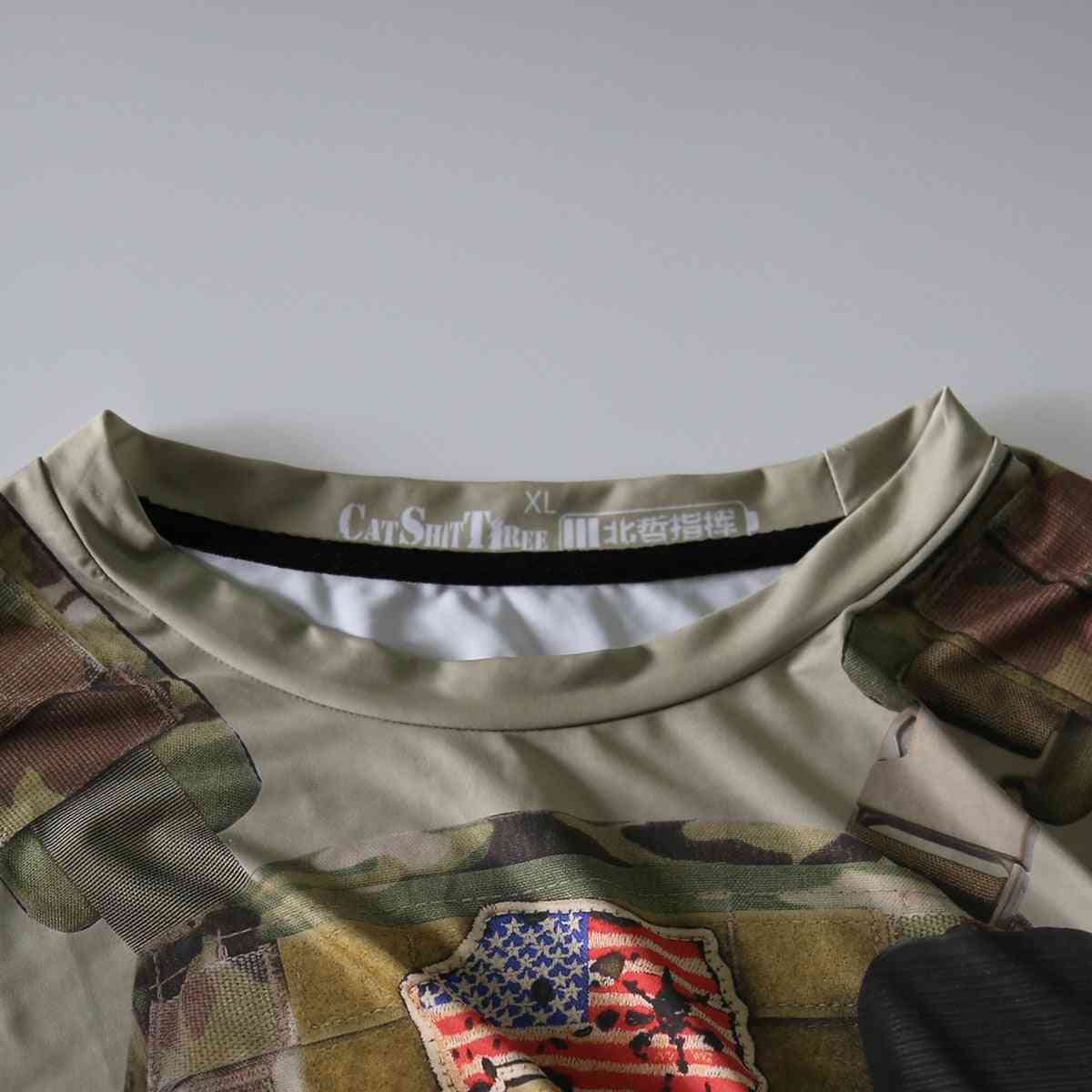 Camiseta de entrenamiento militar táctica del ejército para hombre de material 3d fresco