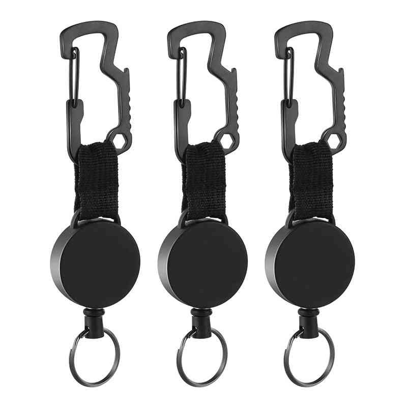 Retractable Key Chain With Multi Tool Carabiner Clip