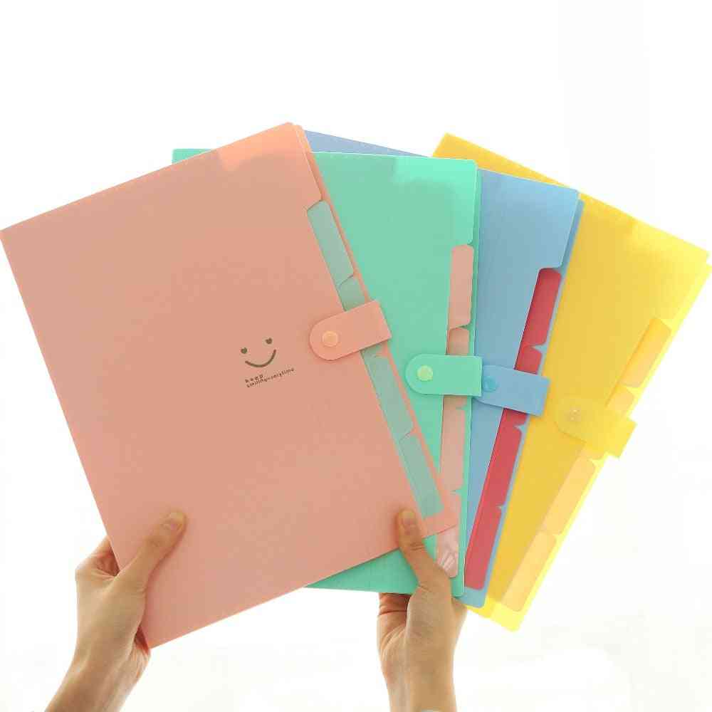 A4 File Folder Waterproof Document Holder, Smile Business Bag 5-layers Pockets