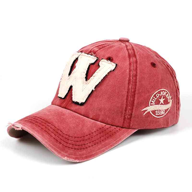 Cotton Letter Baseball Outdoor Sports Caps, Women & Men Washed Vintage Dad Hat