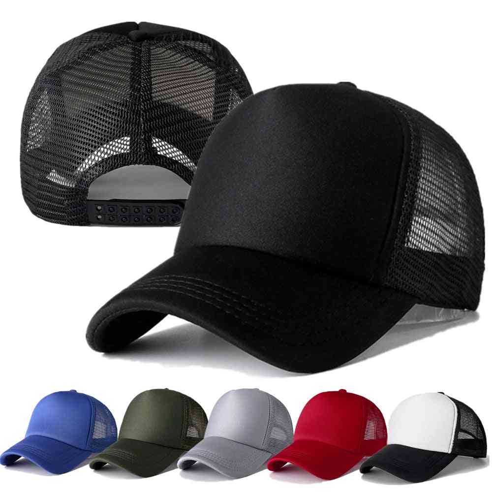 Gorra de béisbol de malla lisa casual unisex, sombreros snapback ajustables para mujeres hombres camionero de hip hop