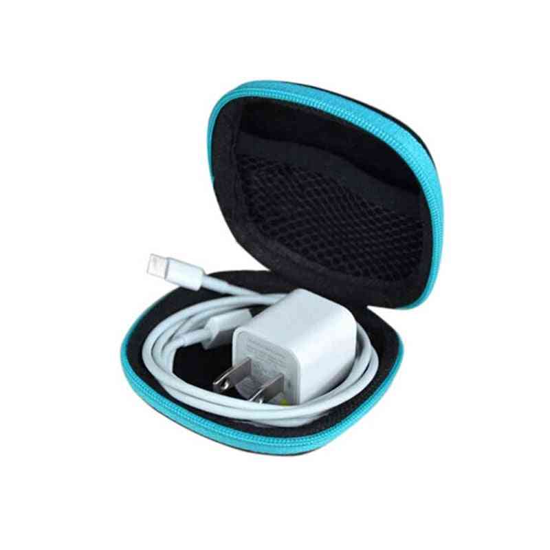 Tartós mini tároló táska gemkapcsokhoz / fejhallgatókhoz / fülhallgatókhoz / adatkábelhez (kb. 7,5 cm * 7,5 cm * 2,7 cm)