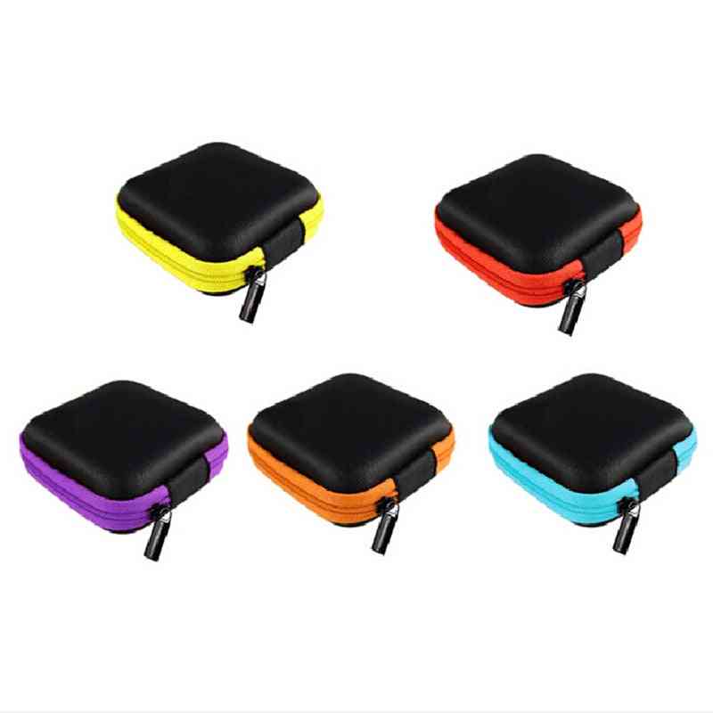 Tartós mini tároló táska gemkapcsokhoz / fejhallgatókhoz / fülhallgatókhoz / adatkábelhez (kb. 7,5 cm * 7,5 cm * 2,7 cm)