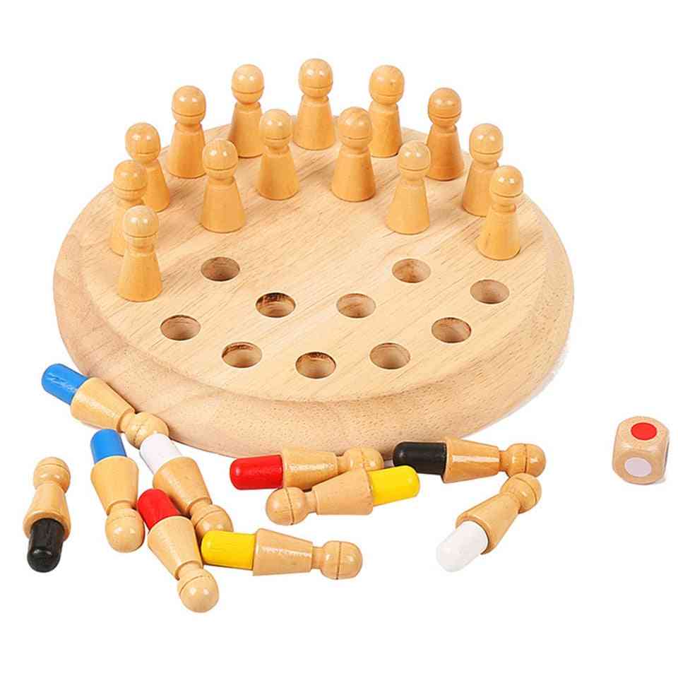Jeu d'échecs de bâton de mémoire en bois pour enfants - Jeu de société de puzzles 3D, cadeaux de jouets de capacité cognitive animale de couleur éducative - Mode 1