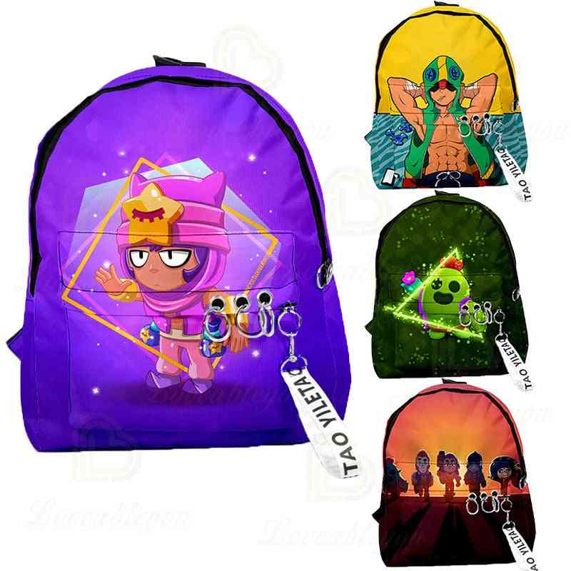 Dibujos animados de mochilas escolares de juego de estrellas para niñas, niños, niños, mochila de hombro de regalo de bolso de arena - estilo 1