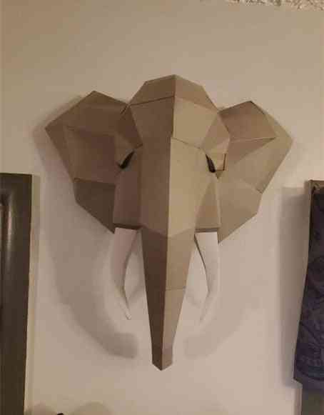 3d Paper Model, Hand Made Elephant Wall Papercraft