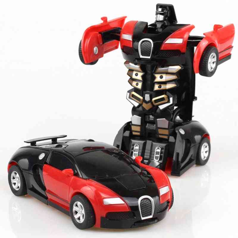 Jednokľúčový deformačný automobil, plastový model robota s automatickou transformáciou