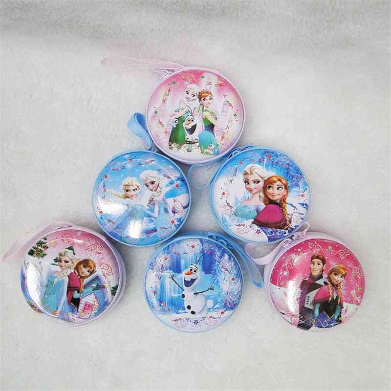 Cute Cartoon Design, Round Mini Purse For Coin/headphones/ Key/charger/ Cosmetic