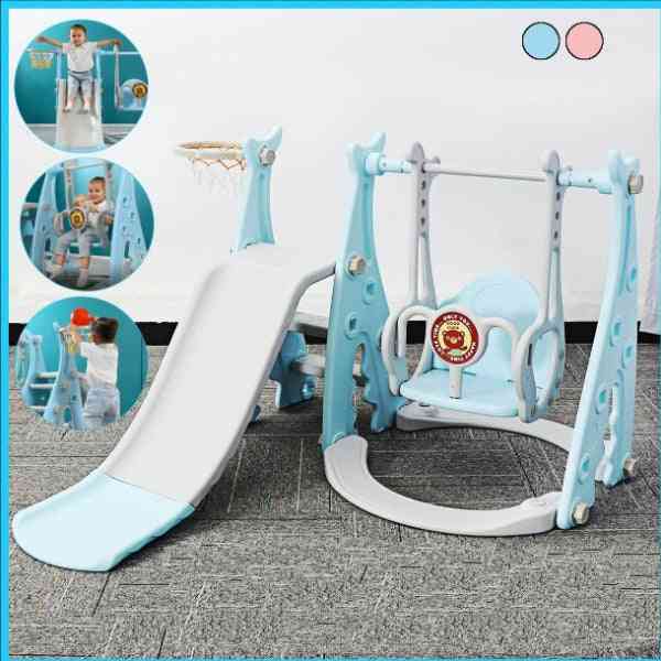 3 In 1 Slide And Swing With Basketball Hoop Set- Kids Playground