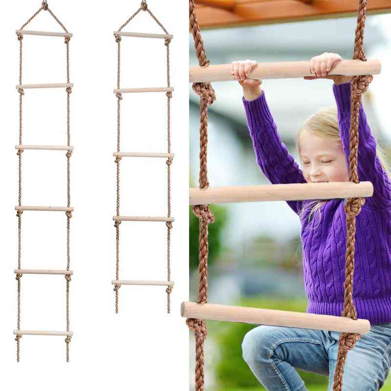 Kids Multi Rungs Wooden Rope Ladder- Climbing Toy
