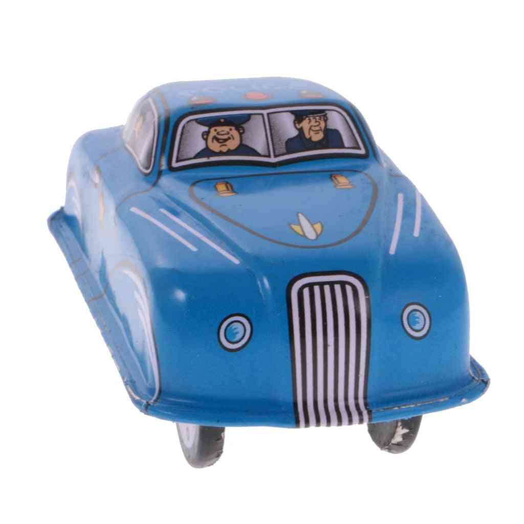 Vintage Police Car Model, Wind-up Clockwork Kid's Tin Toy