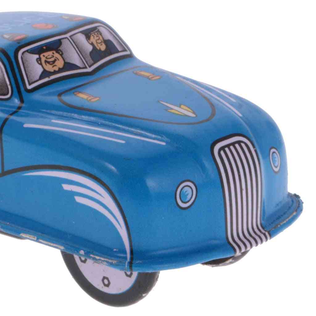Vintage model samochodu policyjnego, nakręcany mechanizm zegarowy, blaszana zabawka dla dzieci dla dorosłych dzieci klasyczny prezent kolekcjonerski
