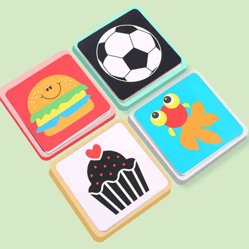 Montessori baba vizuális stimulációs flash kártyák, nagy kontrasztú tanulási játékok