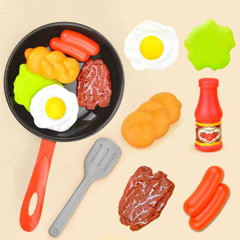 Kitchen Food Play Set- Pot Steak/ Vegetable Bread/ Hot Dog/ Omelette