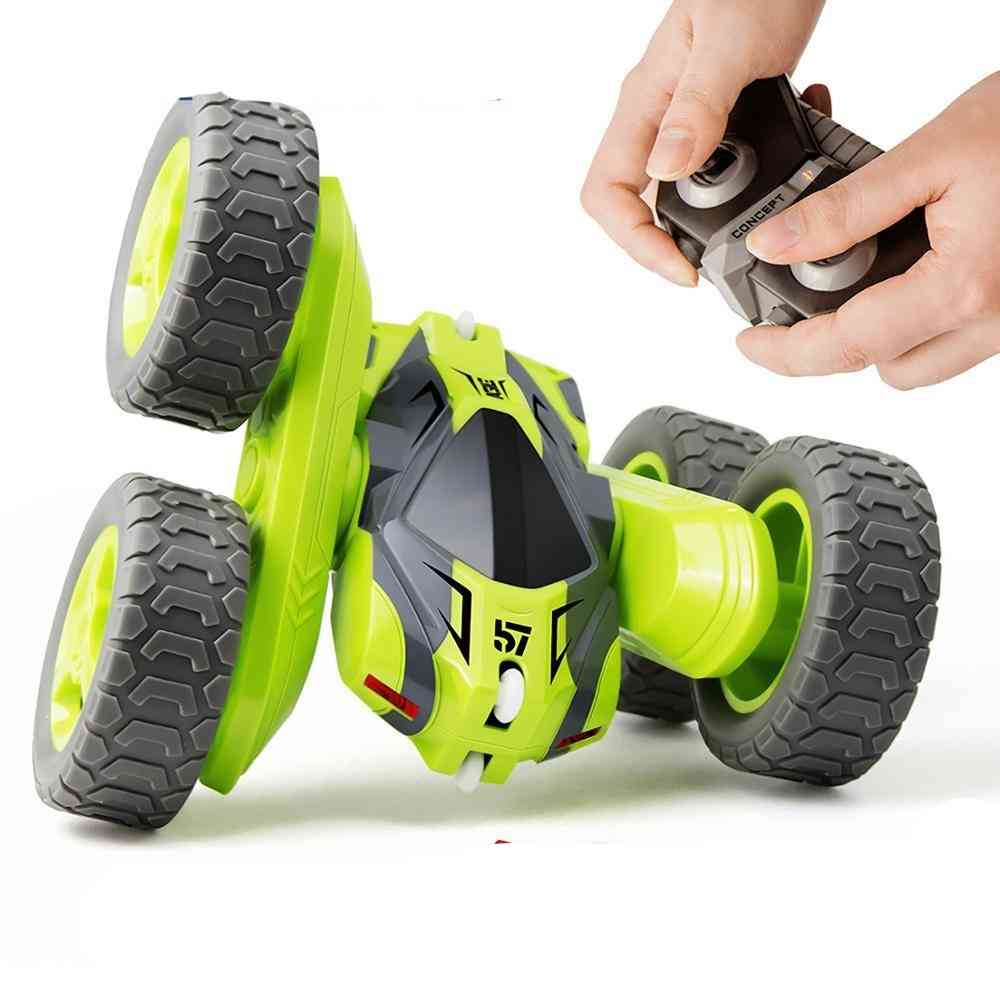 джип деформация бъги рол автомобил, въртящ се на 360 градуса двустранен флип автомобил - детски играчки (зелен)