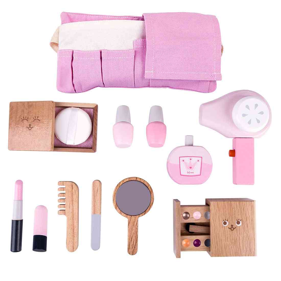 12pcs Of Wooden Makeup Pretend Play Set-simulation For