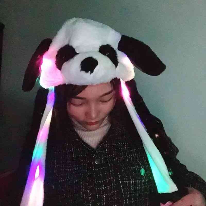Nuttet bevægelig øre kanin / panda hat legetøj med led lys (60cm)