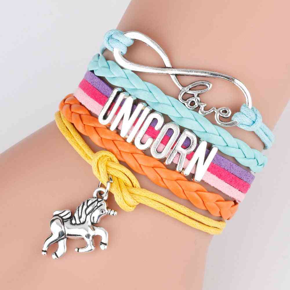Unicornes Rainbow- Alphabet Bracelet Pendant