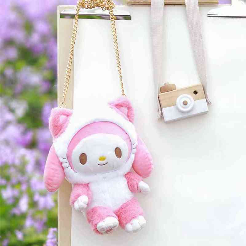Muñeca de diseño melody hello kitty / cinnamoroll, bolsas suaves de felpa rellenas para niñas (25 * 15cm)