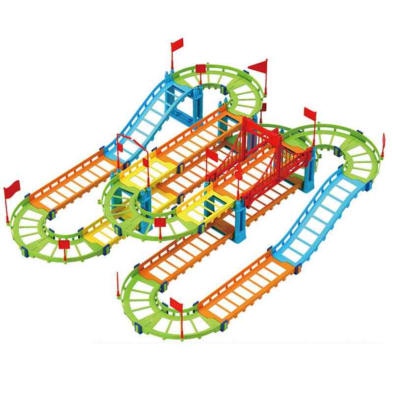 Fai-da-te elettrico da corsa vagone ferroviario per bambini modello di binario giocattolo- binario ferroviario per bambini da corsa trasporto su strada costruzione di slot set (colorato)
