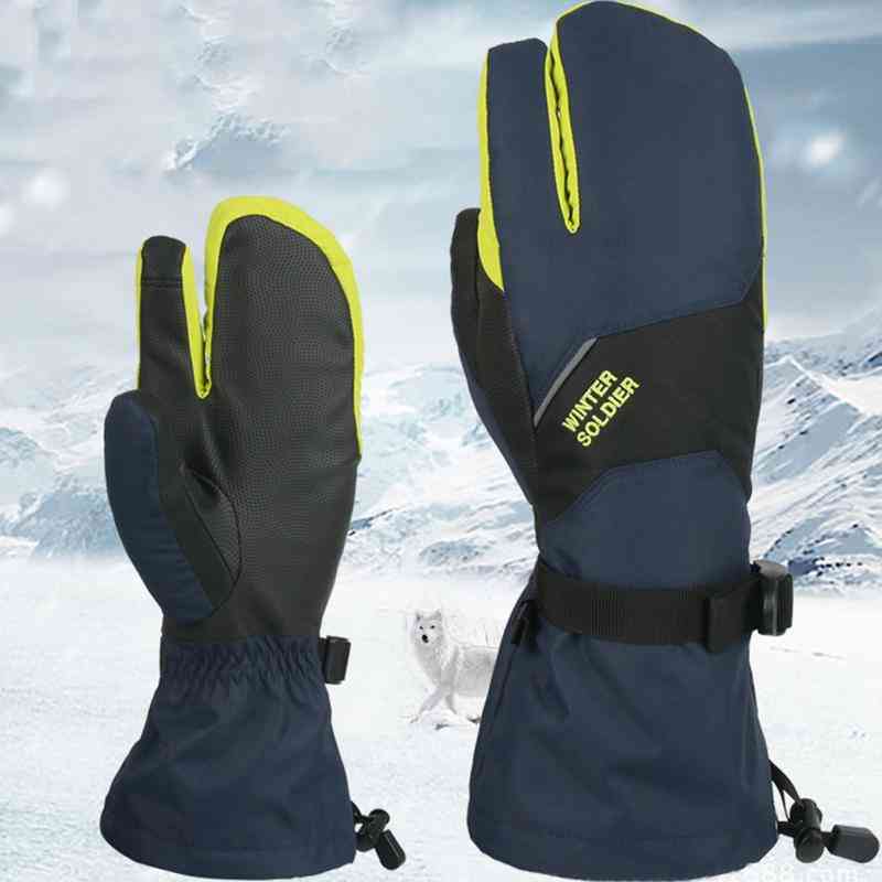 Lyžařské rukavice - zimní nepromokavé teplé tlusté dotykové obrazovky rukavice se třemi prsty / ženy na kole venkovní lezení