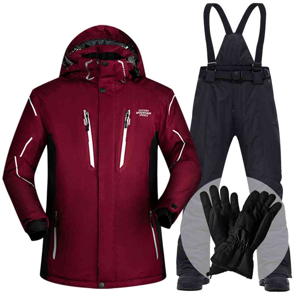 Men, Winter Waterproof, Windproof Thicken Warm Snow Clothes, Ski Sets- Jacket And Pants