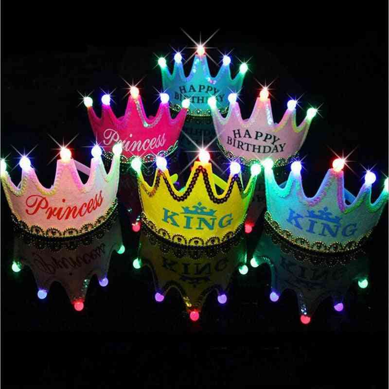 Two-layered, Crown Shape Hat With Led Light Bithday Celebration