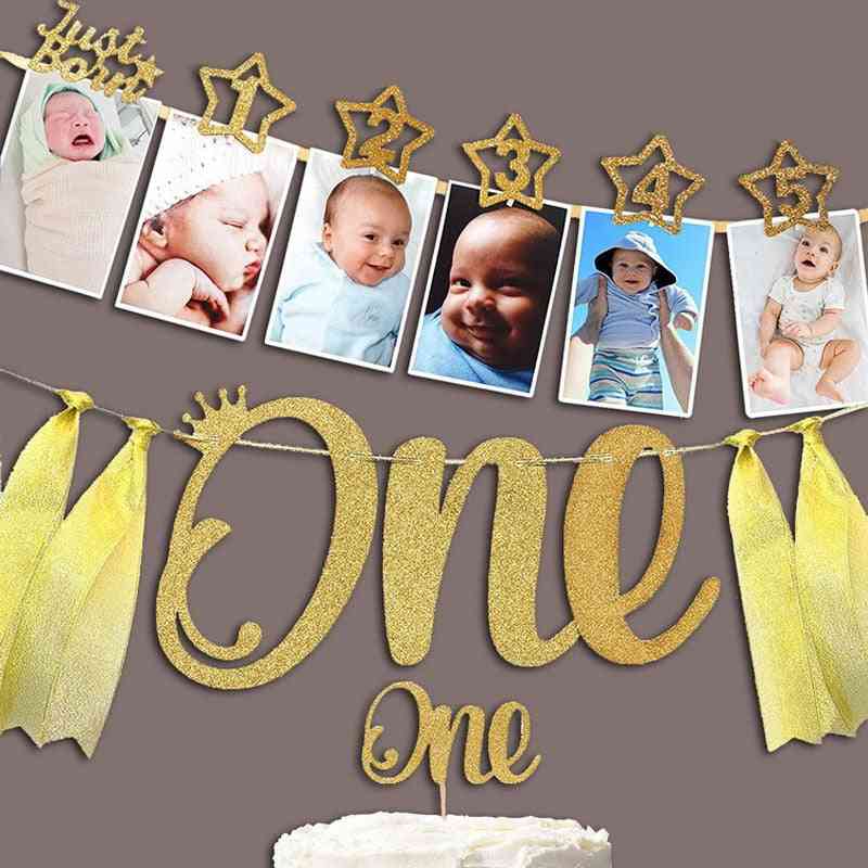 Baby Photo Banner With Clip For 1st Birthday Party Decorations