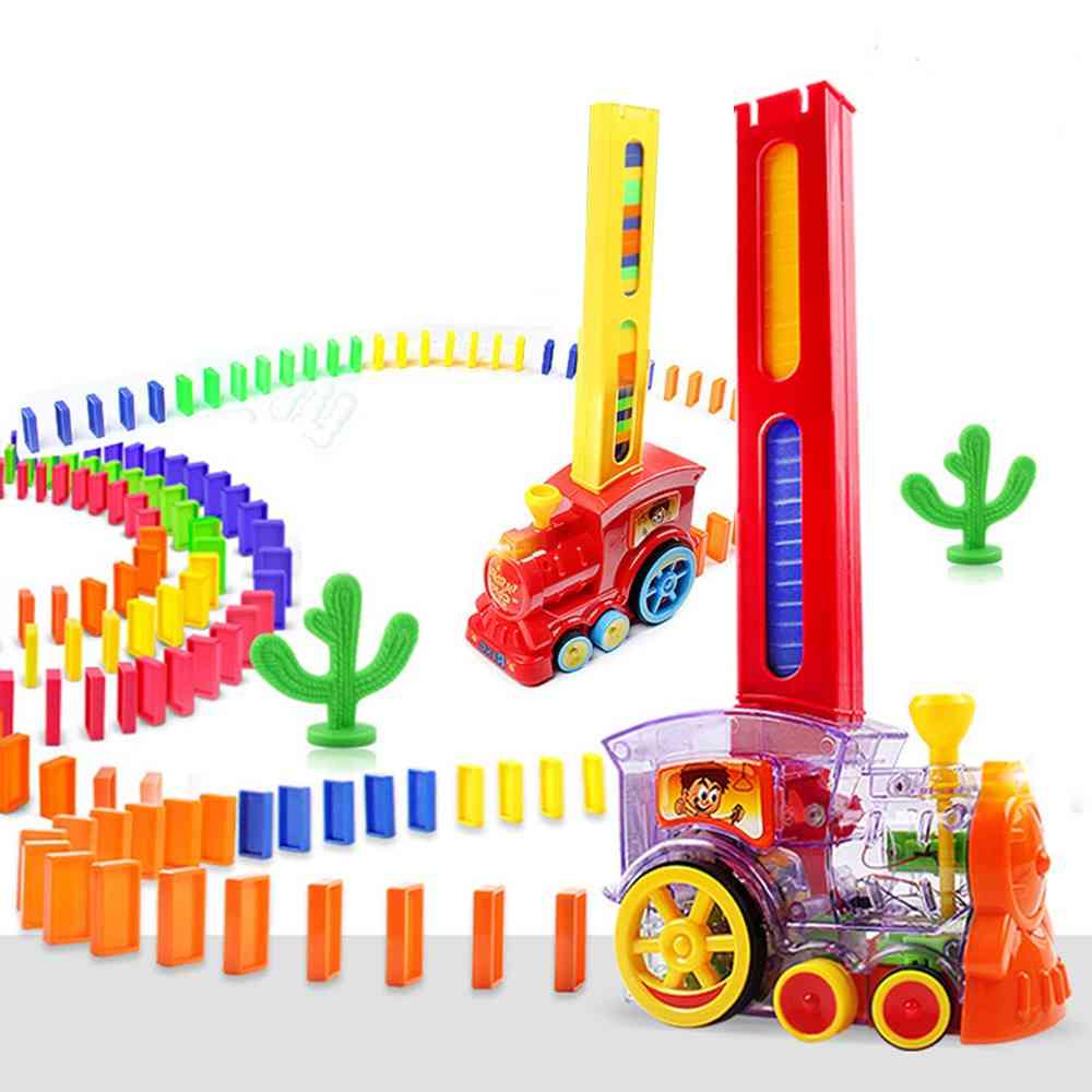 Automatic Domino Train Toy Set- Brick Indoor Model Educational Games