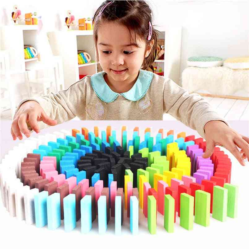 Children Rainbow Wooden Domino Blocks