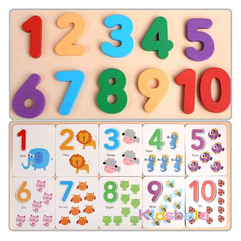 Montessori mathématiques enfants jouets éducatifs précoces, comptage autocollant en bois enfants numéro cognition cadeau d'anniversaire (shu zi)