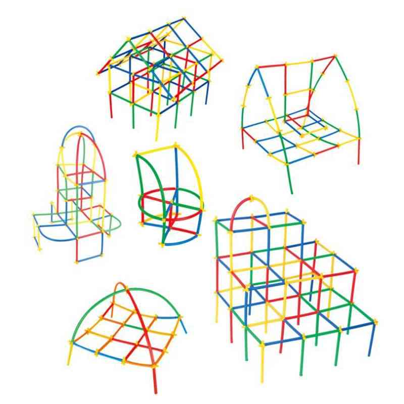 Plastic 4dstraw Building Blocks, Geometric Shape For Baby Education