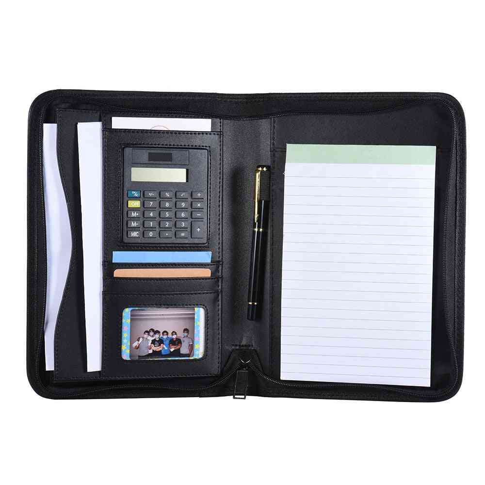 A5 Portable Business Portfolio Folder/organizer With Calculator Holder