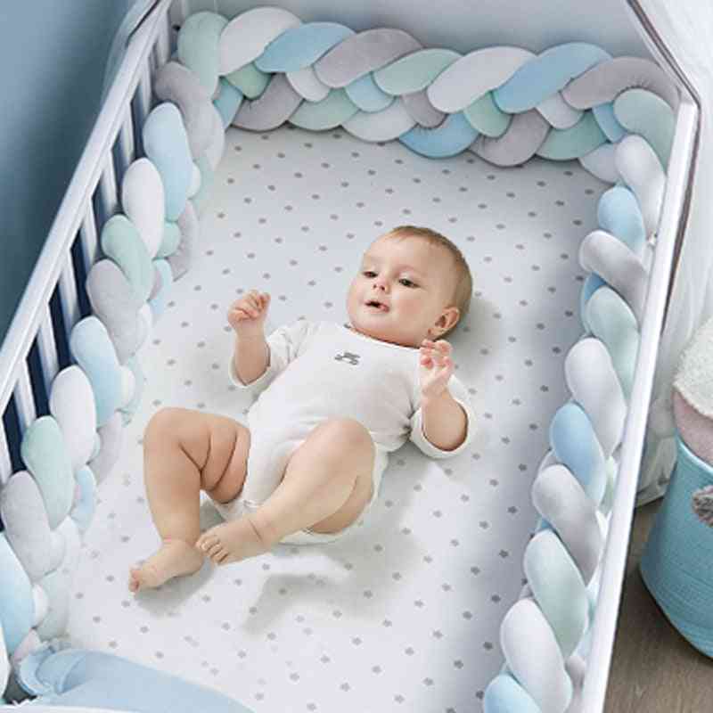 Baby Crib Protector Knot, Bed Bumper Weaving Plush Cushion For Newborns