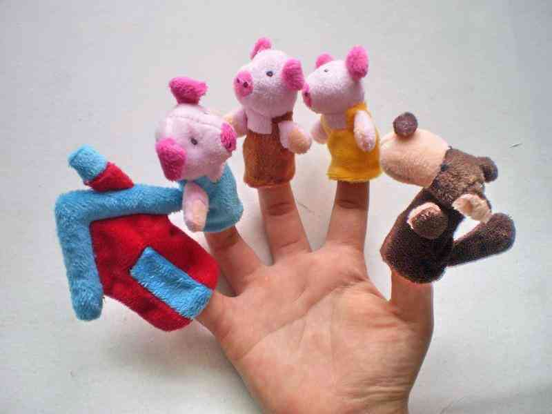 Baby Cartoon 3 Little Pigs Characters Finger Puppets, Theater Show Soft Dolls Props