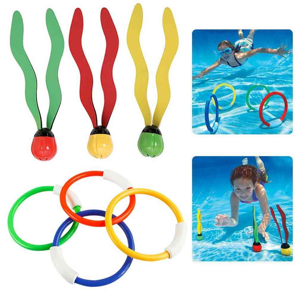 Ring And Seaweed- Swimming Pool Diving & Throwing Sports Toy For