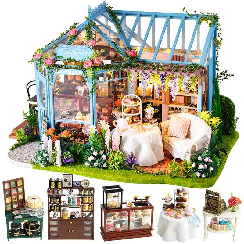 Wooden Doll Houses Miniature- Furniture Kit-music Led For
