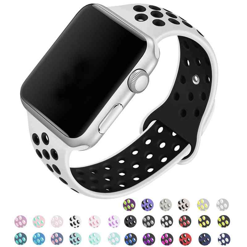 Silicone Wristband Suitable For Apple Watch-breathable Bracelet (set-8)