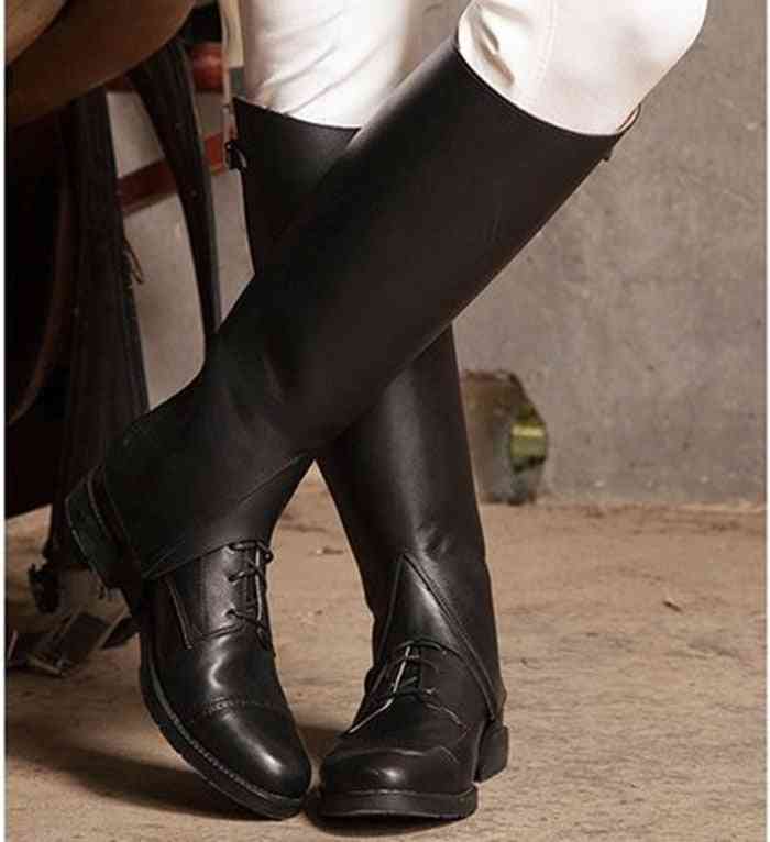 Profession Half Equestrian Full Leather Horse Riding Chaps Body Protector Equipment, Women And